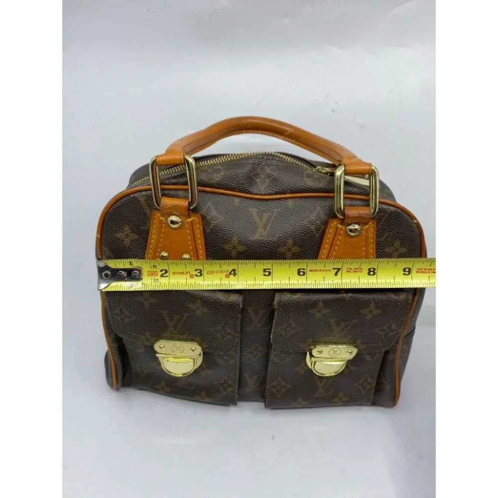Authentic Louis Vuitton Manhattan PM Brown Tote Handbag w Cert